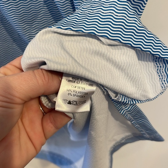 Men's Fairway & Greene Blue Wave Print Golf Polo Size Large - Picture 5 of 6